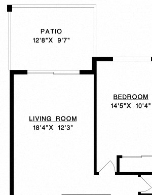 Enjoy comfortable living in modern suites Floor plan of a 1 bed, 1 bath, contemporary bachelor apartment at Shoreview at Vancouver, BC