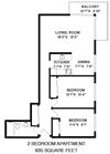 Enjoy spacious, modern living in North Vancouver Floor plan of a 2 bed, 1 bath, generous contemporary suite with balcony access at Shoreview in Vancouver, BC
