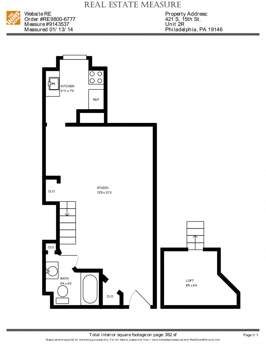 Studio, 1 Bath