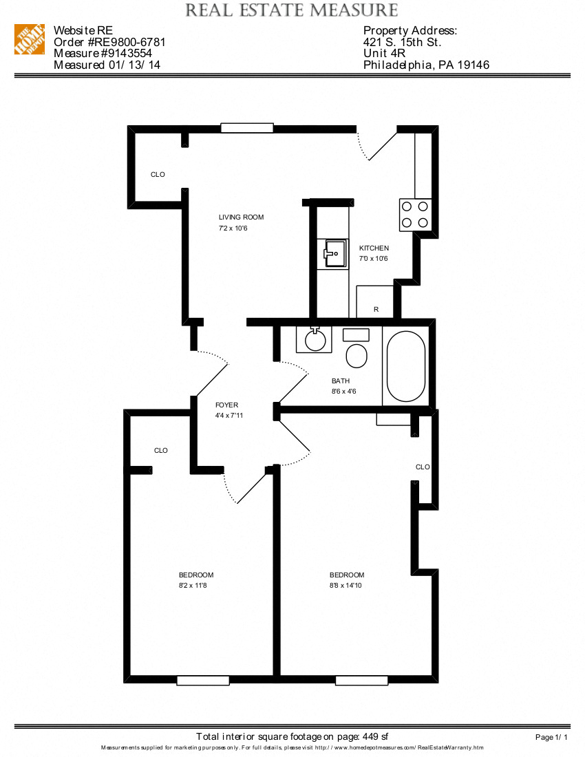 2 Bedroom, 1 Bath