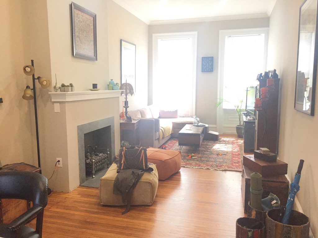 the living room is clean and ready for us to move in