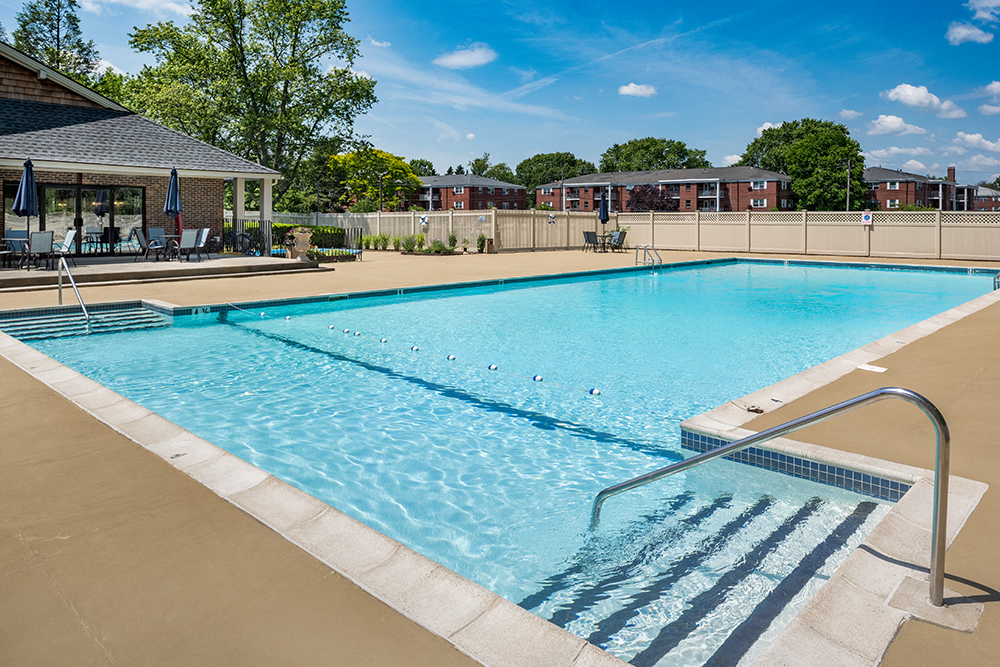 our resort style swimming pool is next to our club house and our fitness center