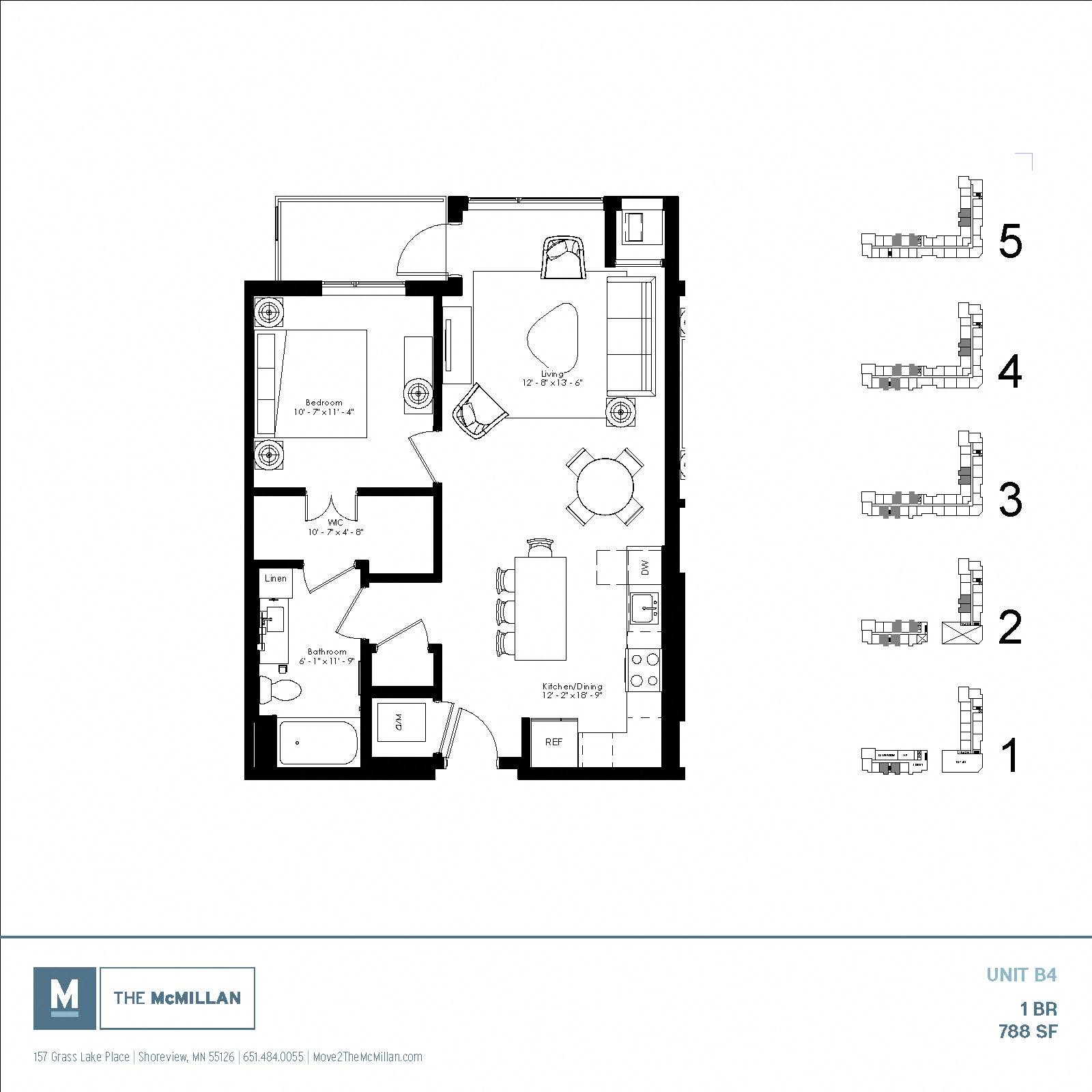 B4 Floor Plan at The McMillan, Shoreview, 55126