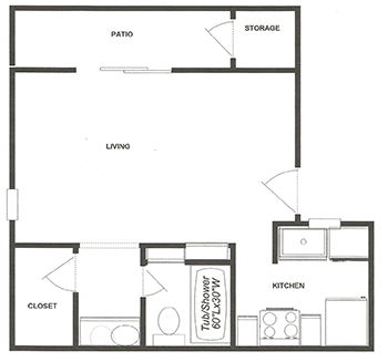 Studio Apartment Home Floor Plan 1