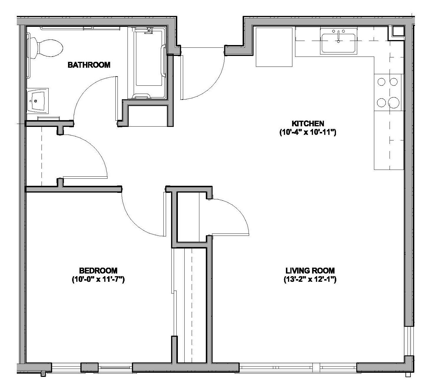 1x1A Floor Plan 1