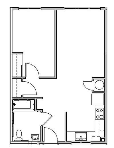 1x1D Floor Plan 4