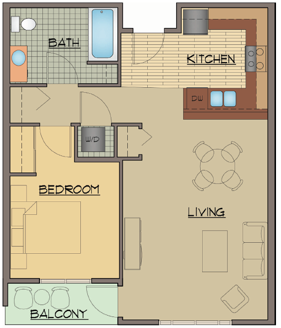 One Bed Rehab Floor Plan | Apartments For Rent Shoreline Washington | Echo Lake