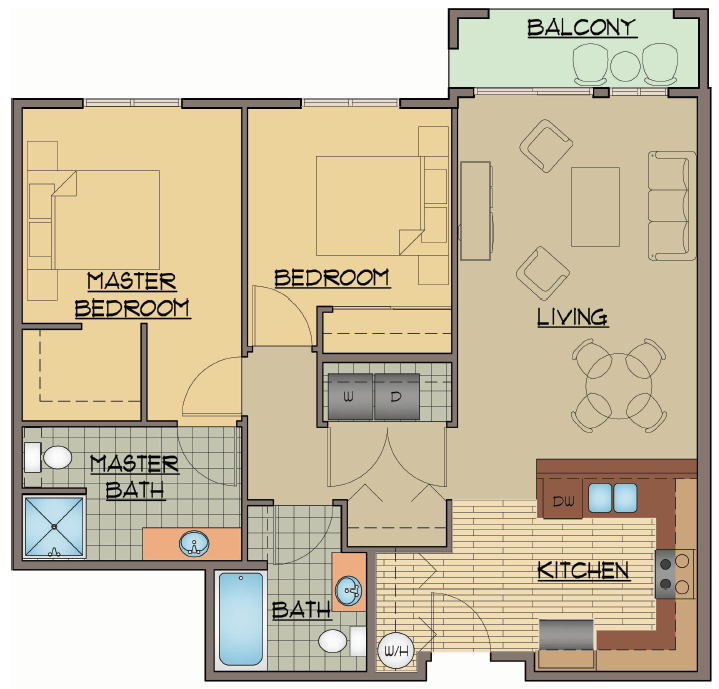 2x2 Bed Rehab Floor Plan | Apartments For Rent Shoreline Washington | Echo Lake