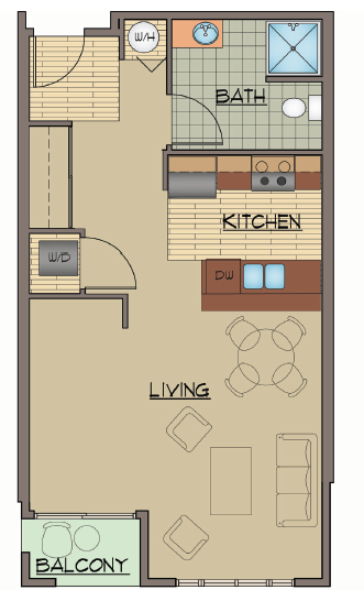 Rehab Studio Floor Plan | Apartments For Rent Shoreline Washington | Echo Lake Apartments
