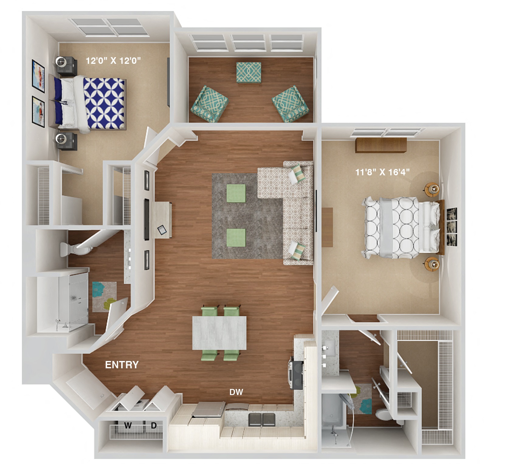 2 Bedroom Floor Plan