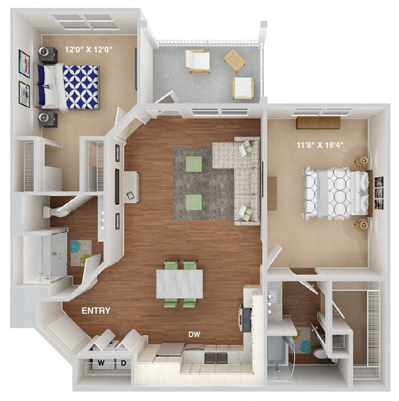 2 Bedroom Floor Plan