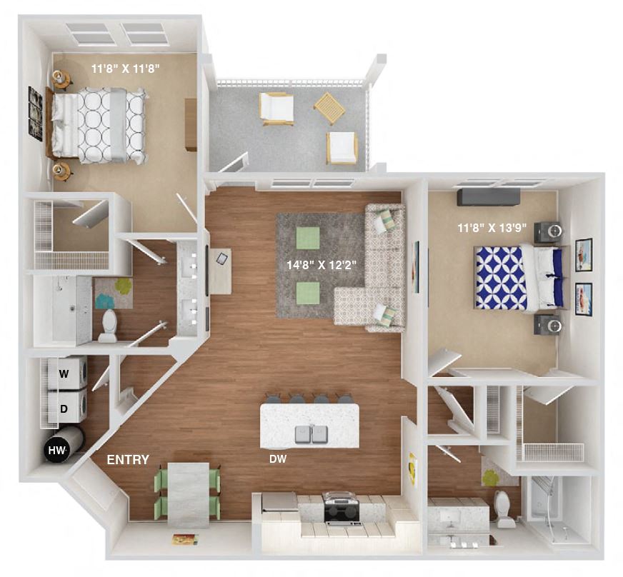 2 Bedroom Floor Plan