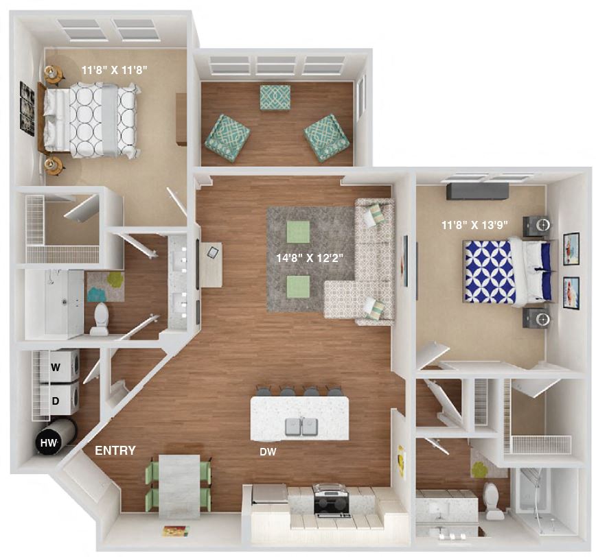 2 Bedroom Floor Plan