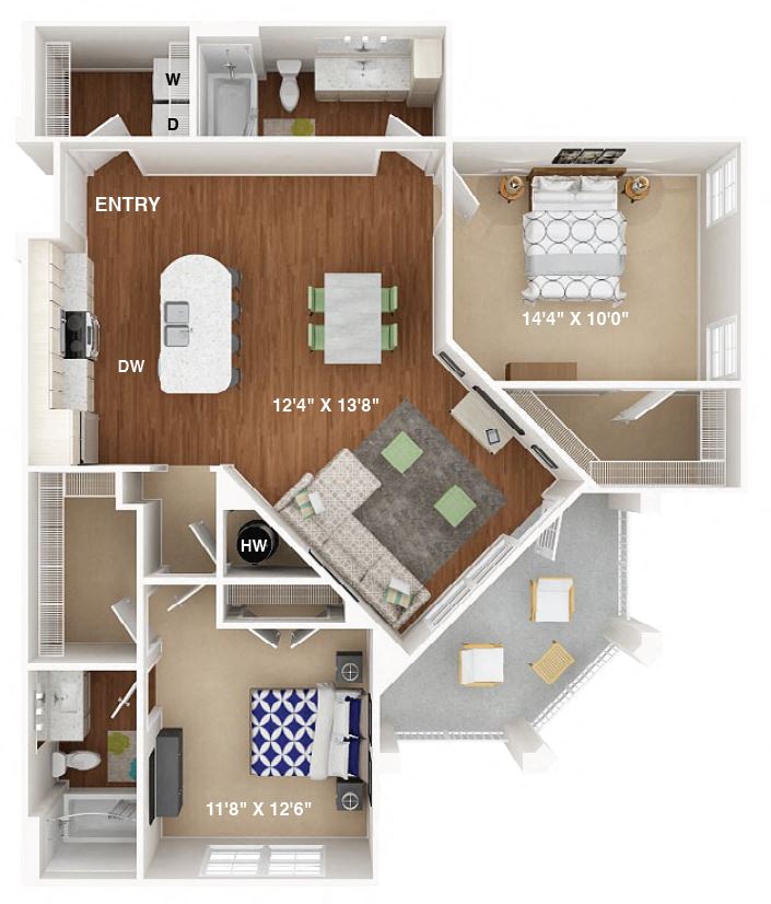 2 Bedroom Floor Plan