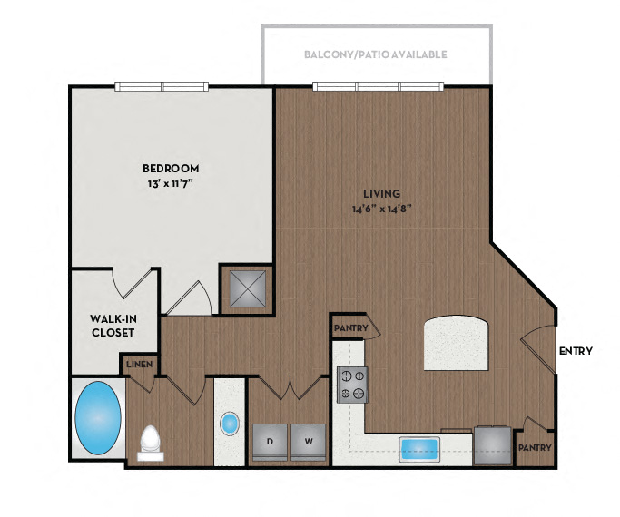 Artisan Station Apartments | Suwanee, GA | 11F1 Floor Plan 766 SF
