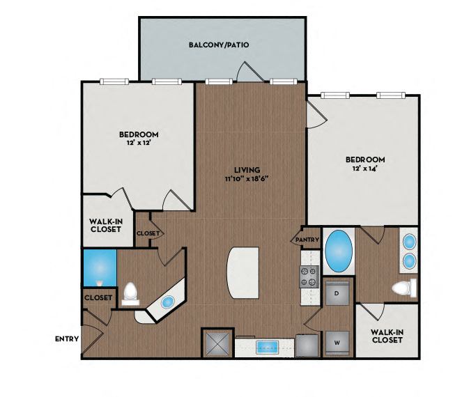 Artisan Station Apartments | Suwanee, GA | 22F1 Floor Plan 1110 SF