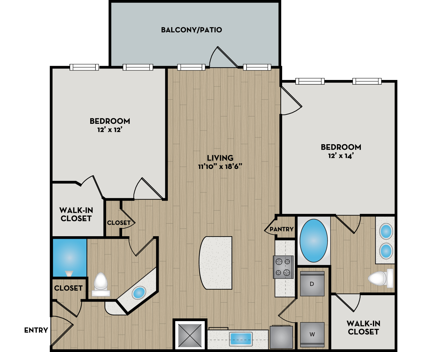 Artisan Station Apartments | Suwanee, GA | 22F1 Floor Plan 1110 SF