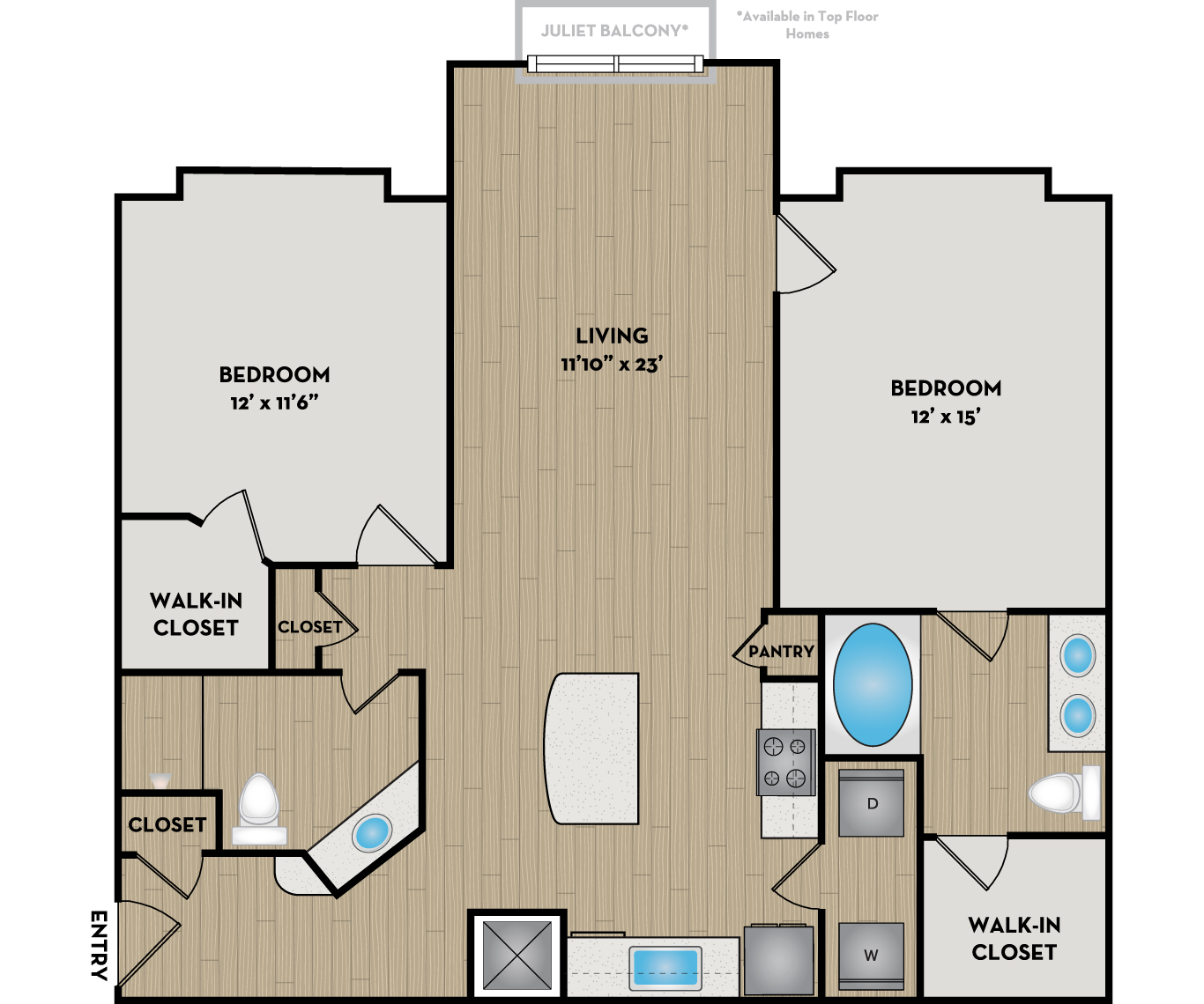 Artisan Station Apartments | Suwanee, GA | 22F2 Floor Plan 1172 SF