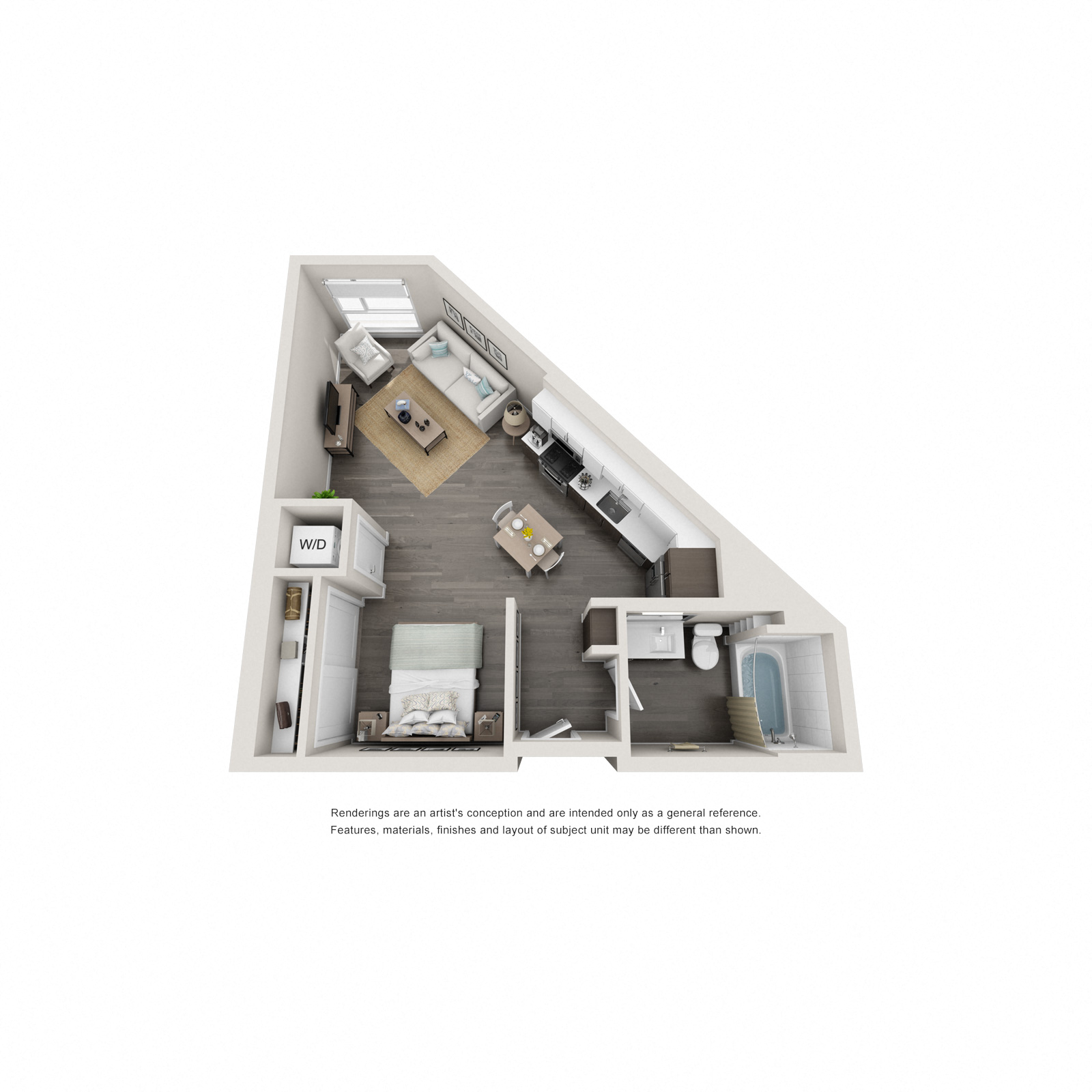 S4 - 0 Bedroom 1 Bath Floor Plan Layout - 583 Square Feet
