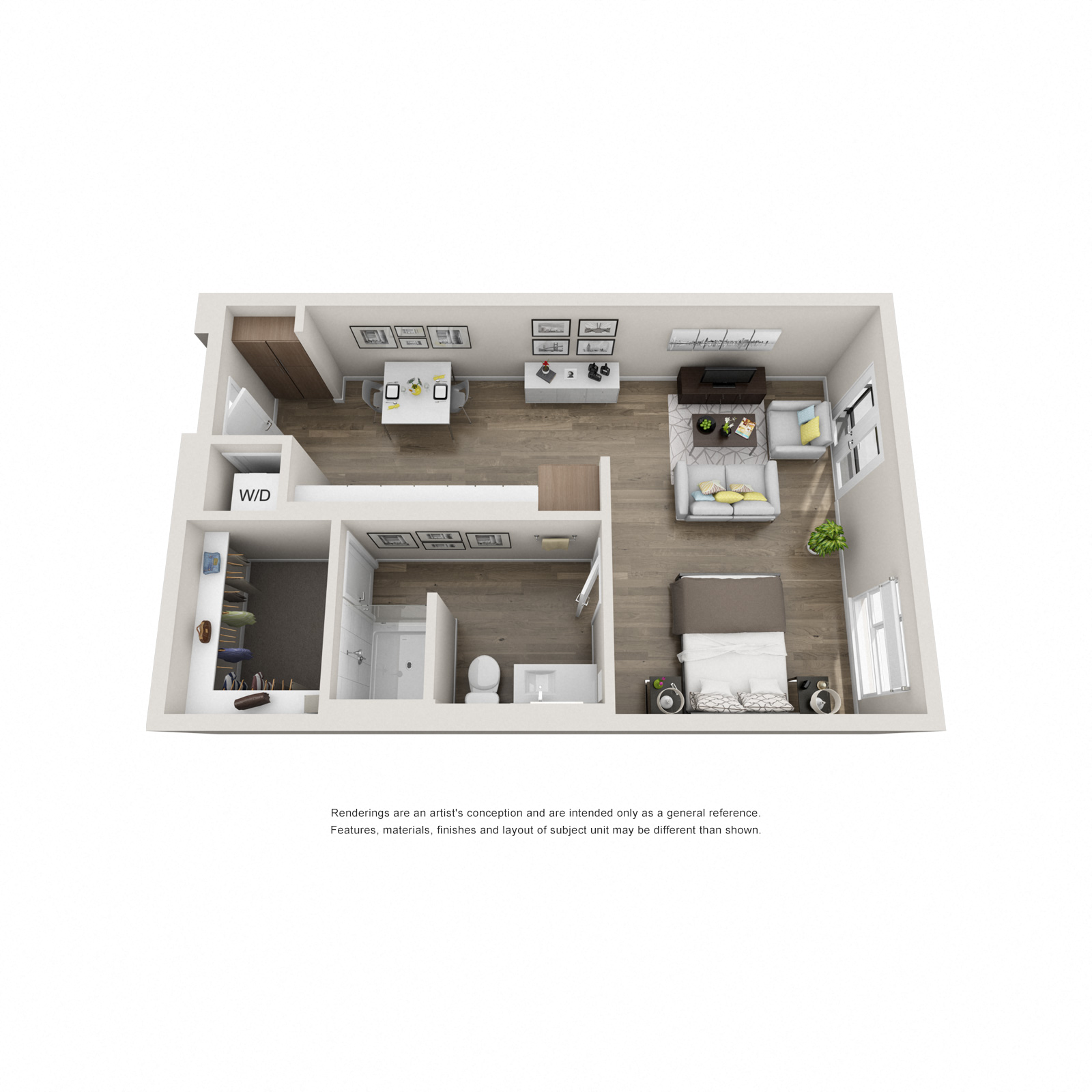 S5 - 0 Bedroom 1 Bath Floor Plan Layout - 620 Square Feet