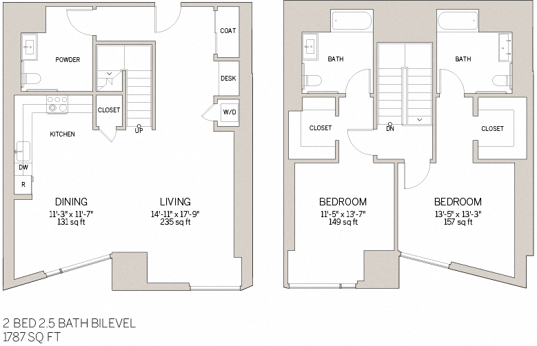 Two Bedroom Bi Level - V