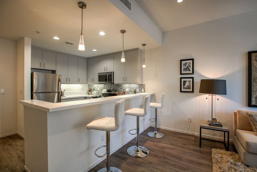Modern Kitchen with Breakfast Bar, at Legendary Glendale Apartments, CA 91203 - Photo Gallery 1