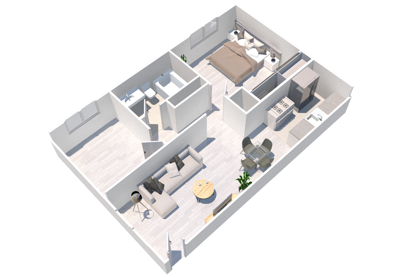 One bedroom apartment with a den in Studio City, CA at the Vista Pointe I Apartment. Spacious one bedroom apartment with ample storage space and room to create a home office space