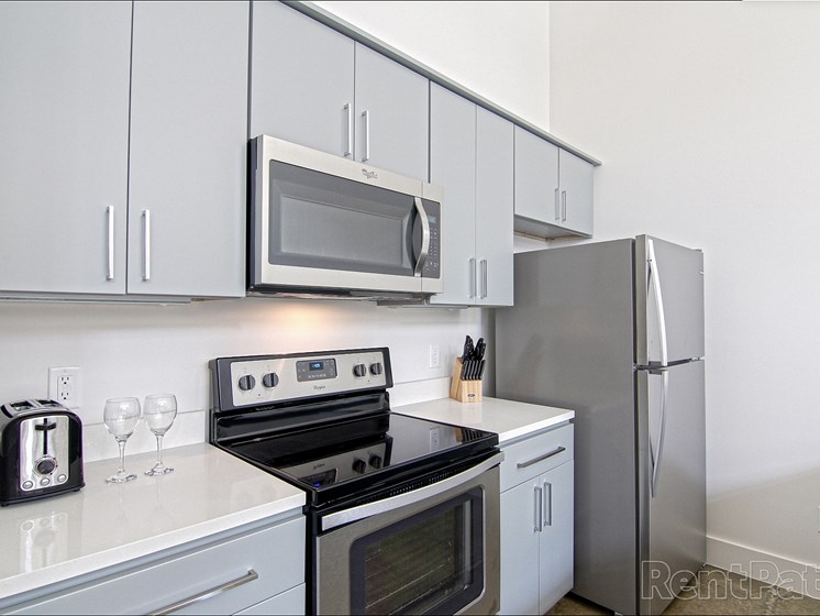 Close-up of stainless steel appliances