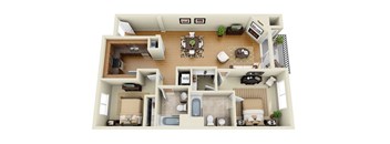 The Wilshire Plus Loft 2 Bedroom 2 Bath 3D Floor Plan at The Verandas, California