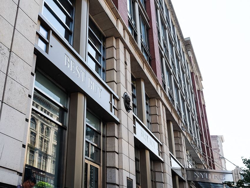 a building with a sign on the side of it