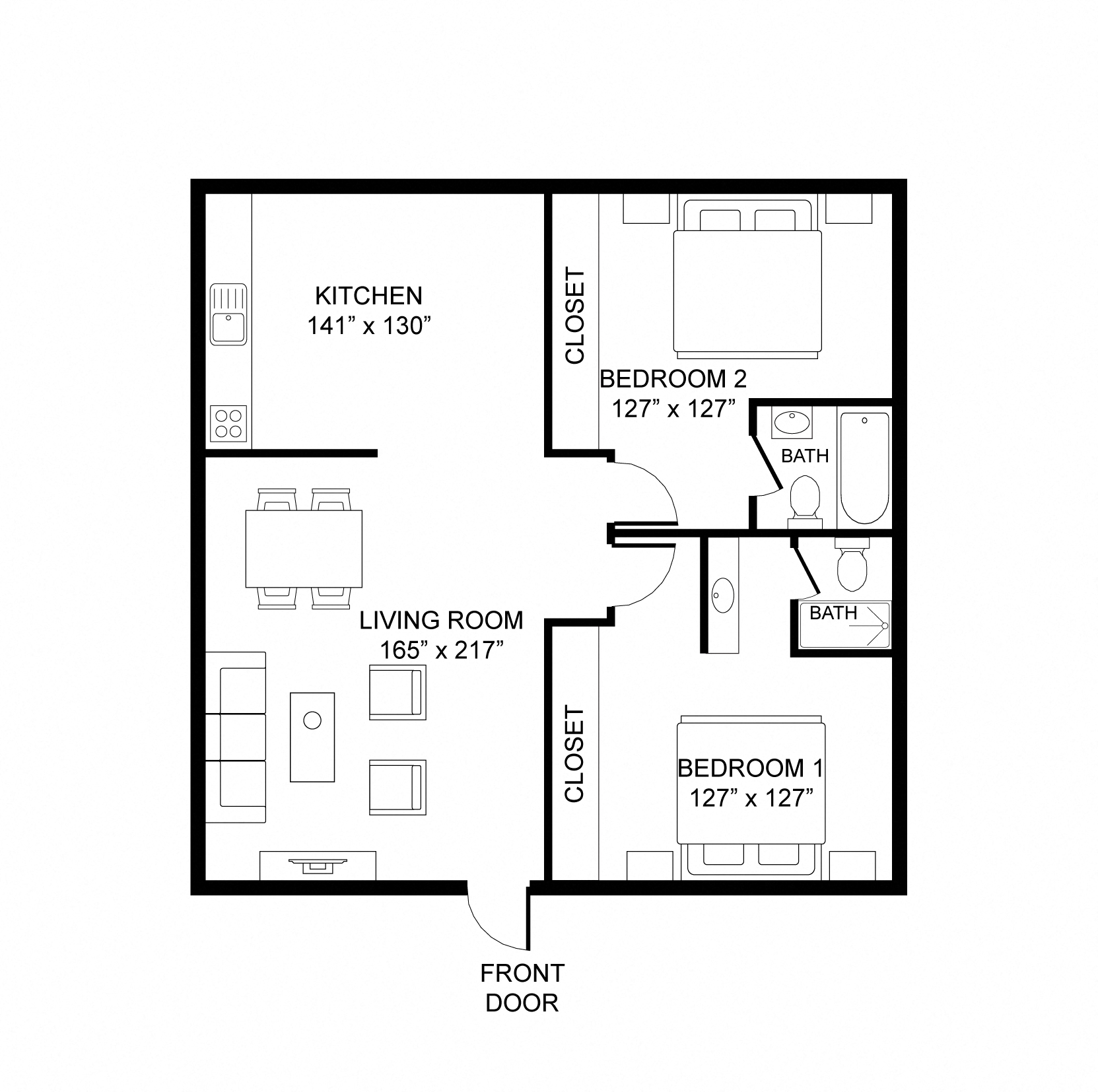 a floor plan of a small house with a bedroom and a living room