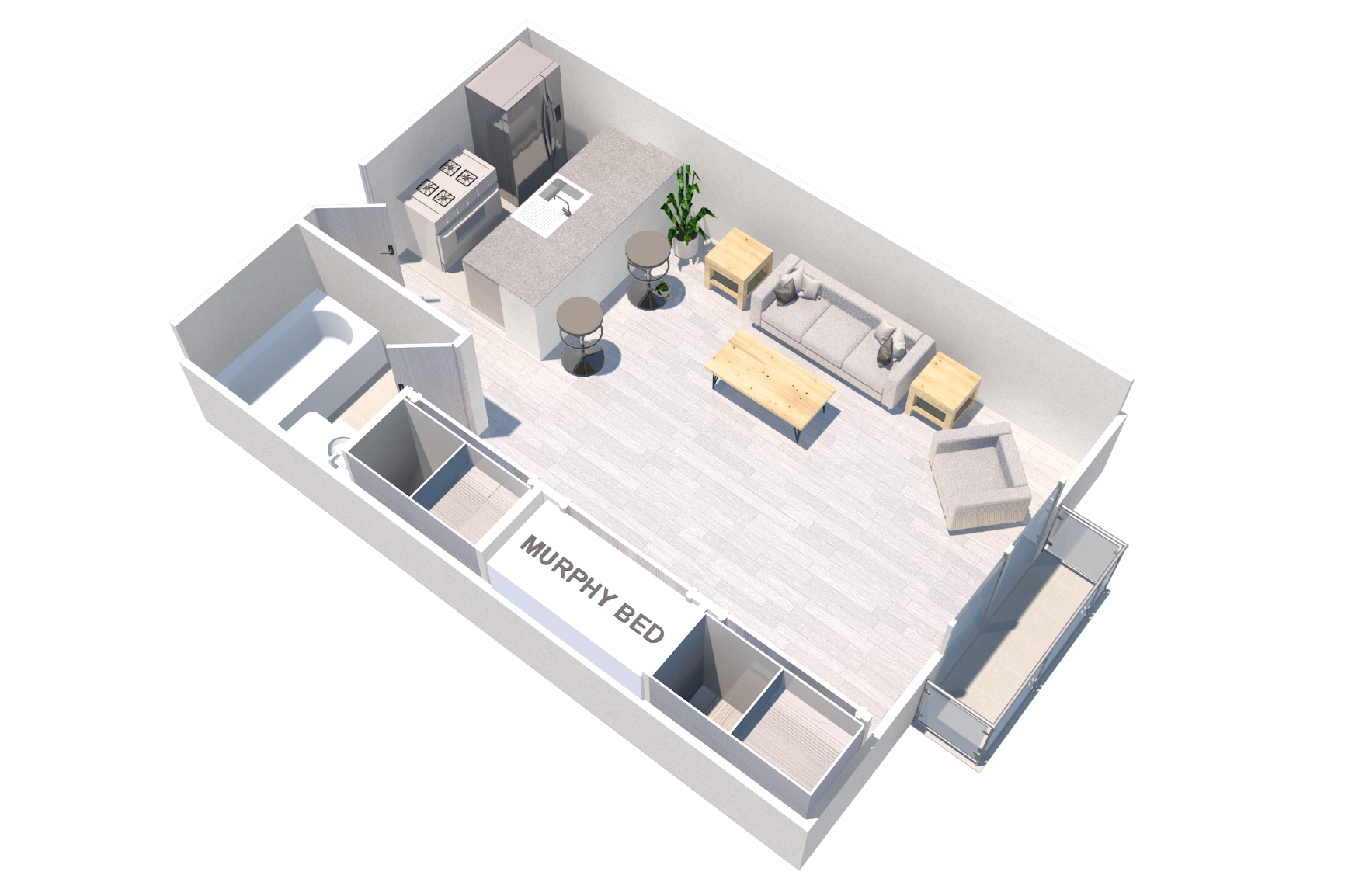 Furnished Studio Apartment in Sherman Oaks, CA at the Excelsior Apartments. Spacious and upgraded studio apartment comes with ample storage and a balcony.