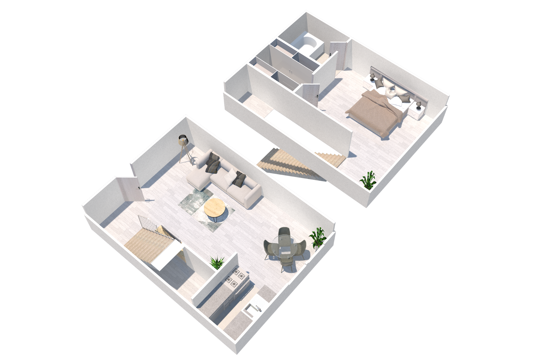 One bedroom townhome floor plan in Sherman Oaks at the Windsor Apartments