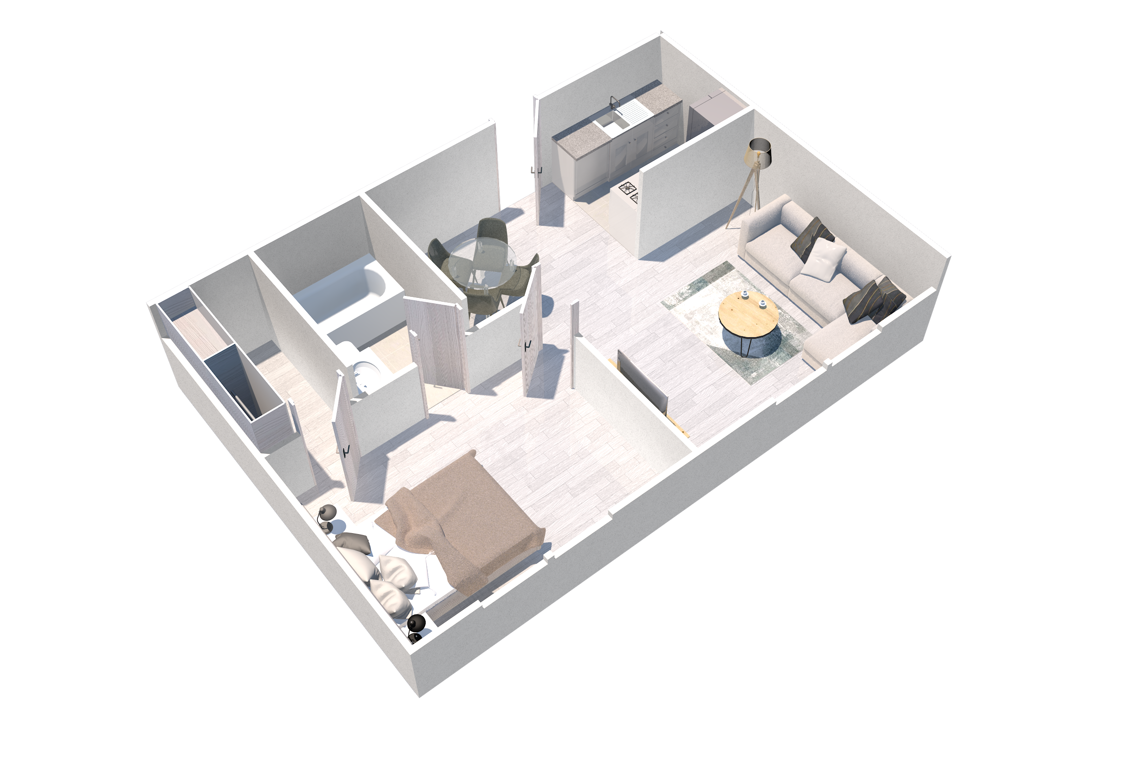 Spacious and upgraded one bedroom floor plan at the Arbor Apartments in Studio City, CA. Spacious floor plan with ample storage