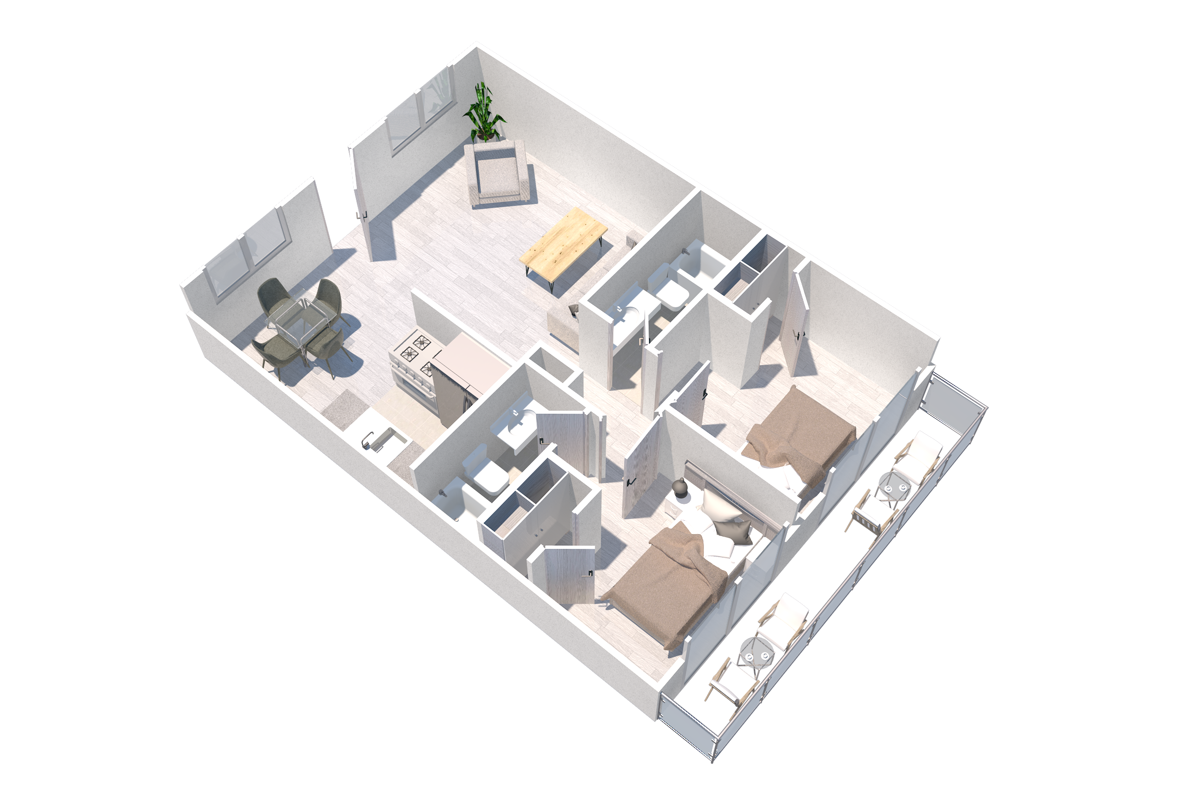 Two bedroom Two bath apartment in Studio City, CA at the Diplomat Apartment