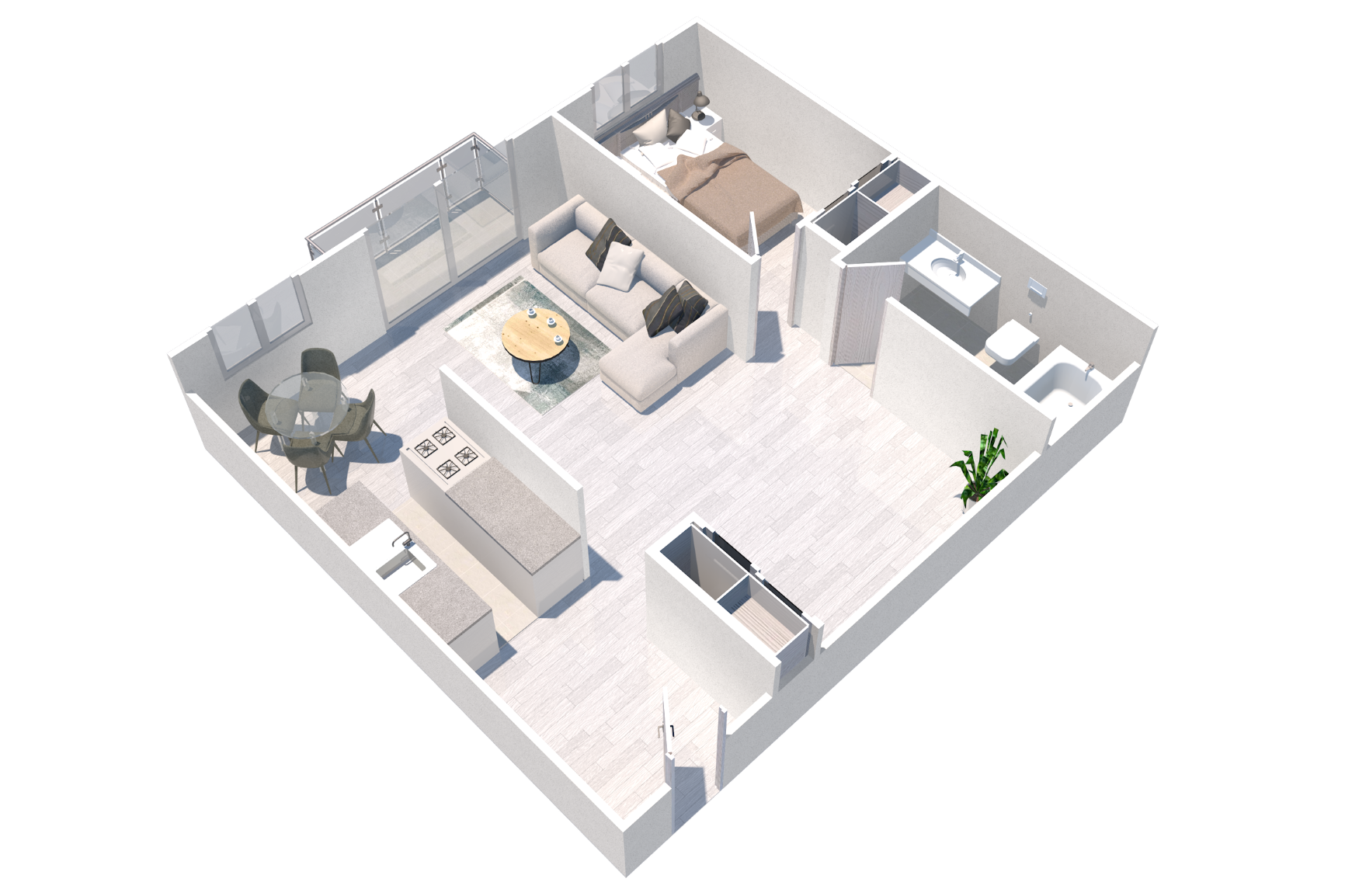 Upgraded one bedroom floor plan with a den at the Enclave apartments community in Studio City, CA