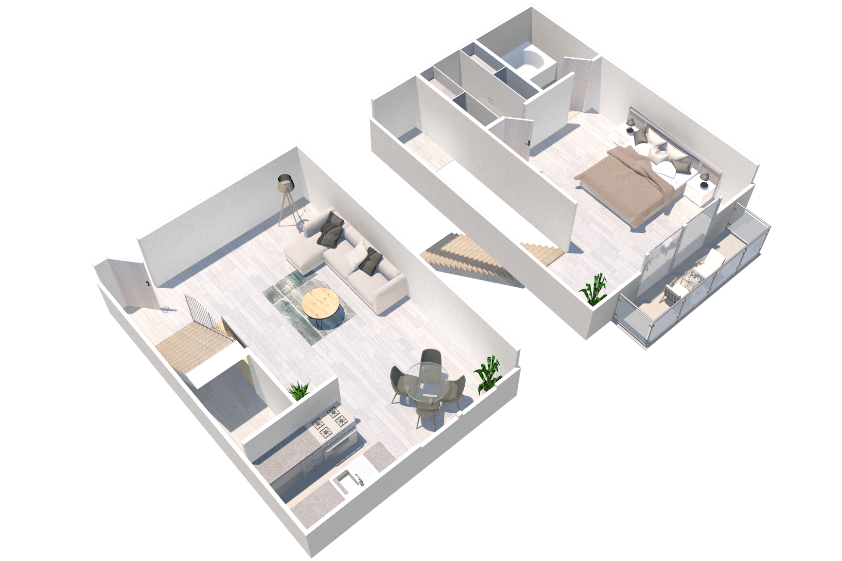 One bedroom Townhouse apartment in Van Nuys, CA at the Crossroads apartments.