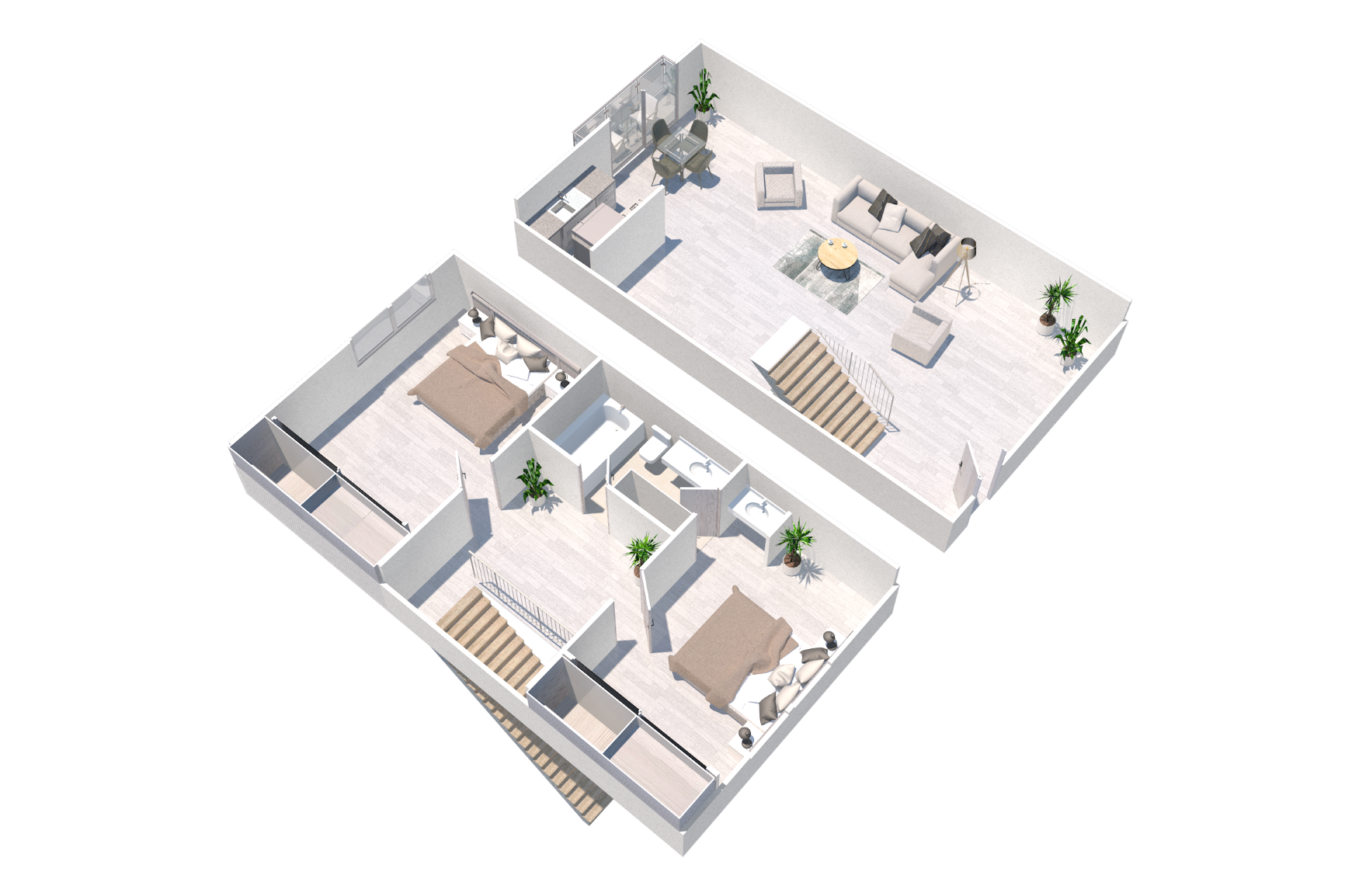 Two bedroom one bath townhouse apartment at the Esplanade apartment in Van Nuys, CA. Spacious two bedroom apartments offers ample storage space and upgraded features