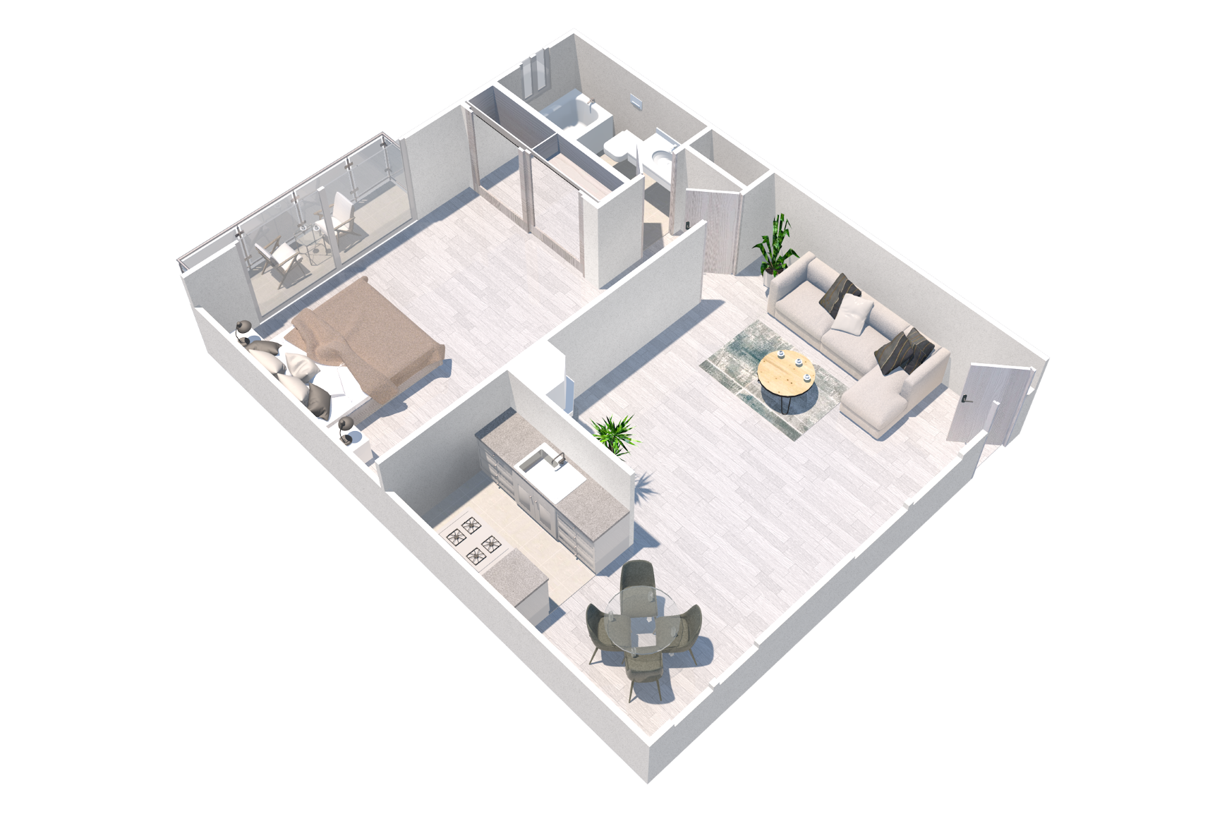 One bedroom apartment in Sherman Oaks, CA at the Hallmark Apartments. Spacious one bedroom floorplan offers plank flooring, ample storage and natural light.
