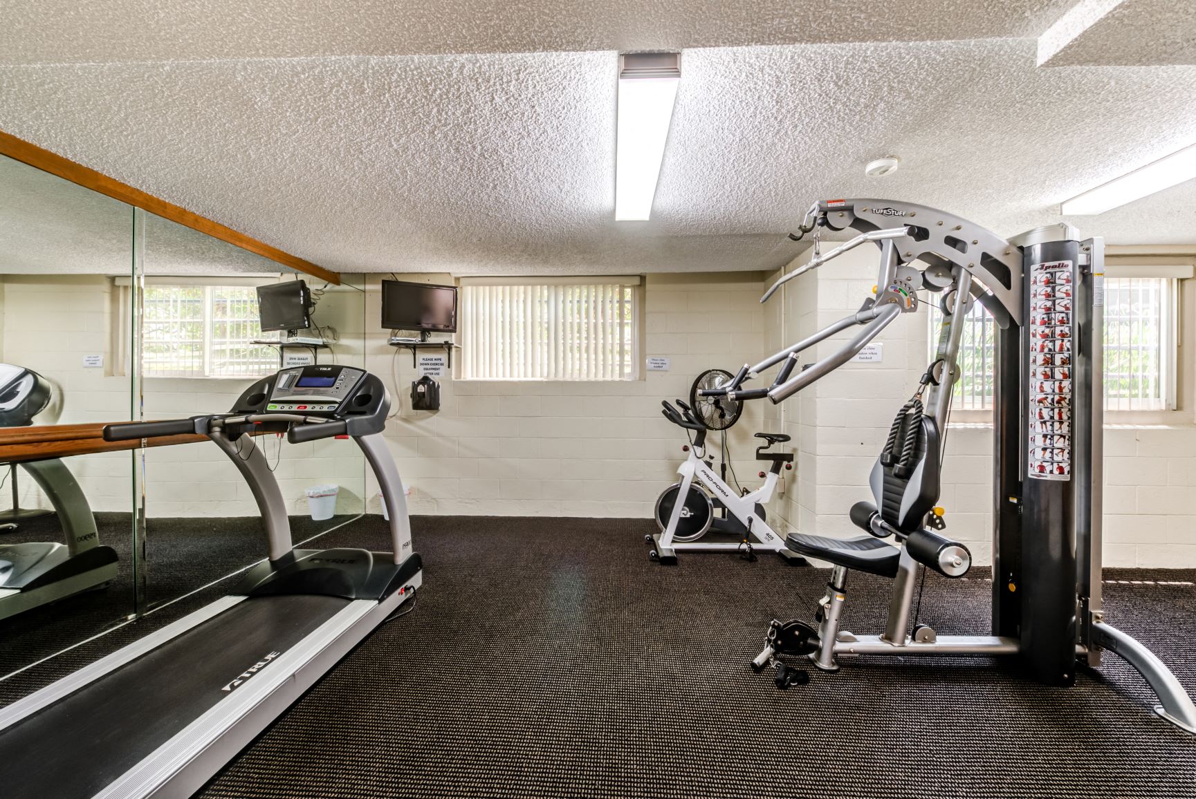 You can find all of the equipment you need for a full-body workout at the Plaza Apartments in Sherman Village