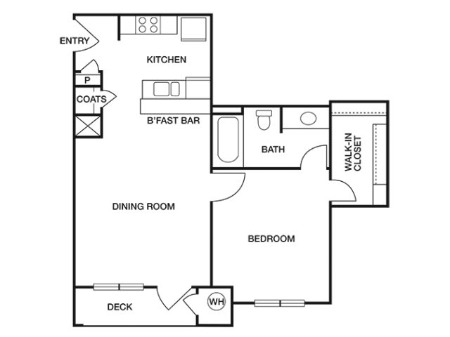 ONE BEDROOM- ONE BATH (A1) Floor Plan 2