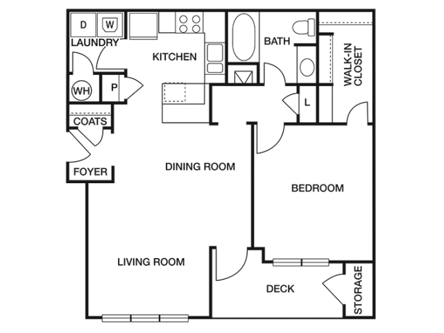 ONE BEDROOM- ONE BATH (A5) Floor Plan 5