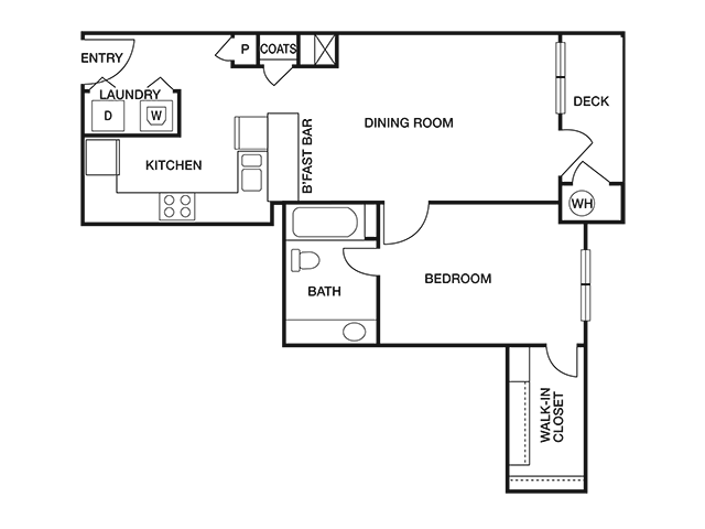 ONE BEDROOM- ONE BATH (A) Floor Plan 1