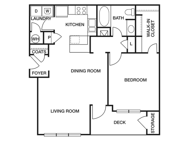 ONE BEDROOM- ONE BATH (A6) Floor Plan 6