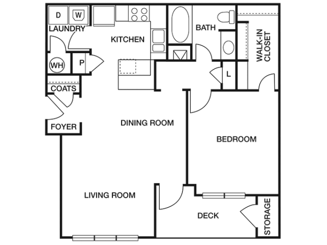 ONE BEDROOM- ONE BATH (A7) Floor Plan 5