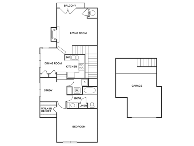 ONE BEDROOM- ONE BATH (A8) Floor Plan 6