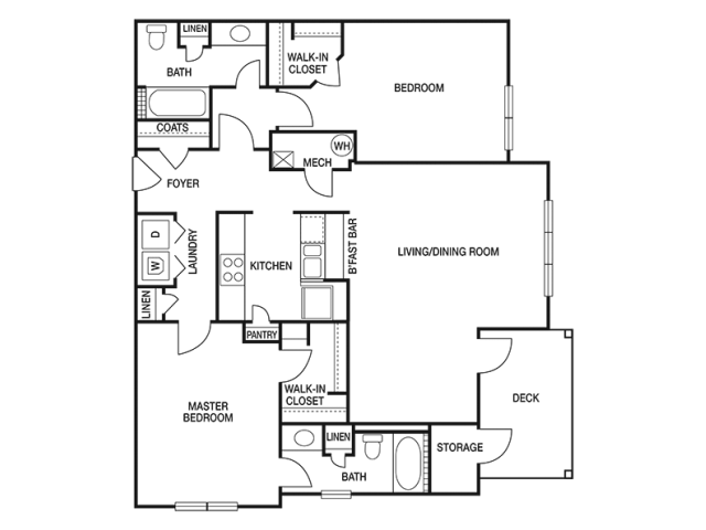 TWO BEDROOM- TWO BATH (C1) Floor Plan 10