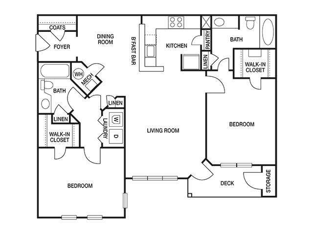 TWO BEDROOM- TWO BATH (C) Floor Plan 9