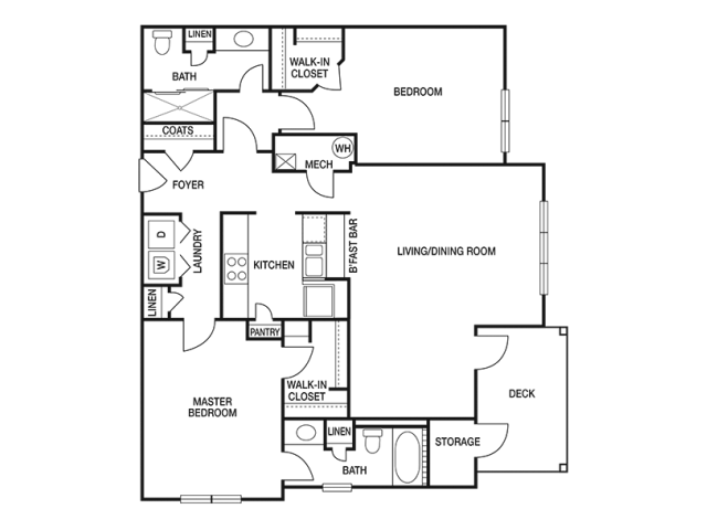 TWO BEDROOM- TWO BATH (C2) Floor Plan 14