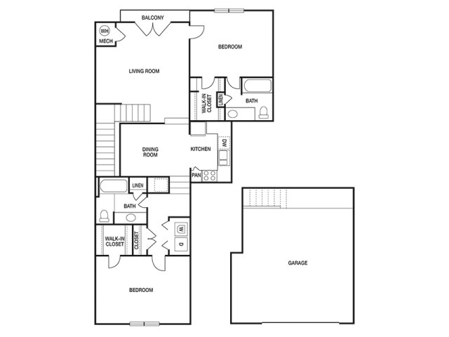 TWO BEDROOM- TWO BATH (C4) Floor Plan 12